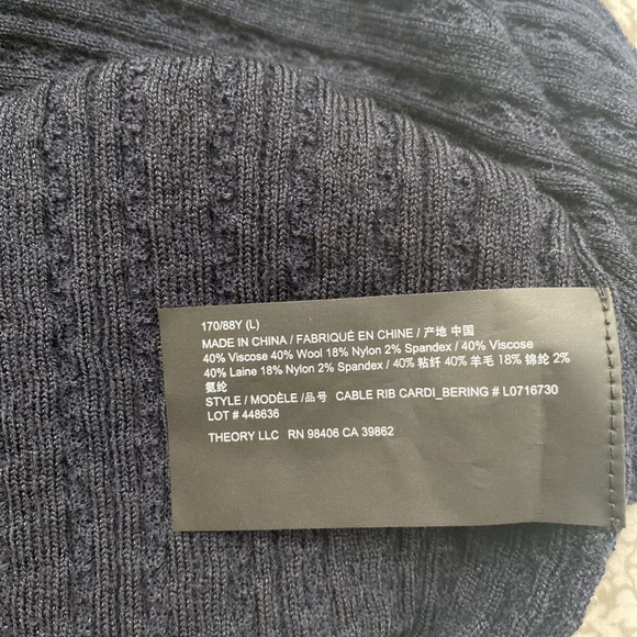 Theory Cable Rib Midi Cardigan Dress Wool Navy Blue Size Large - NWT NO BELT - Picture 8 of 8